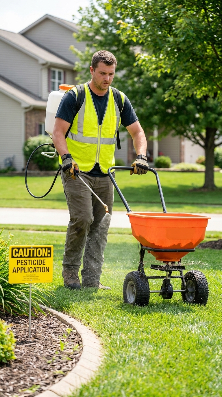 lawn worker applying fertilizer … 202605120617